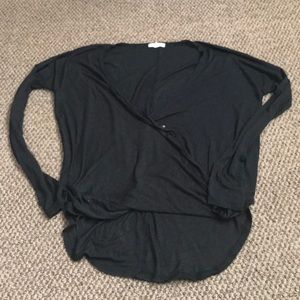 Long sleeve wrap top.